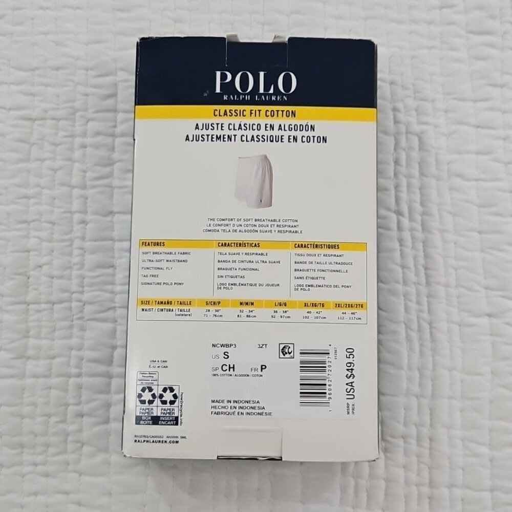 Polo Ralph Lauren Woven Boxers Men's Small Blue Classic NEW Cotton 3-Pack NIB - Picture 2 of 12